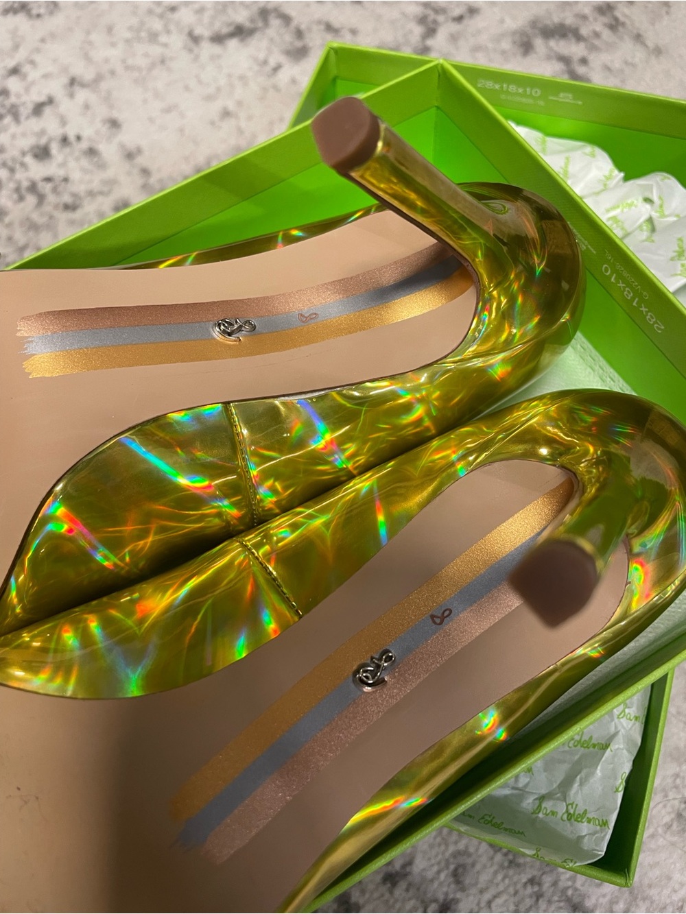 NIB Sam Edelman Hazel Pointed Toe Pump in Mimosa Metallic Gold – Size 8M - Picture 6 of 8